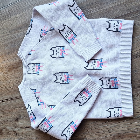 Tea Collection 100% Cotton Purple Cat Sweater Size Small - Picture 5 of 6